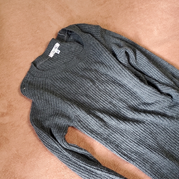 Womens Charcoal Gray Sweater Crew Neck By Brand Say What Sweater XS - Picture 5 of 11